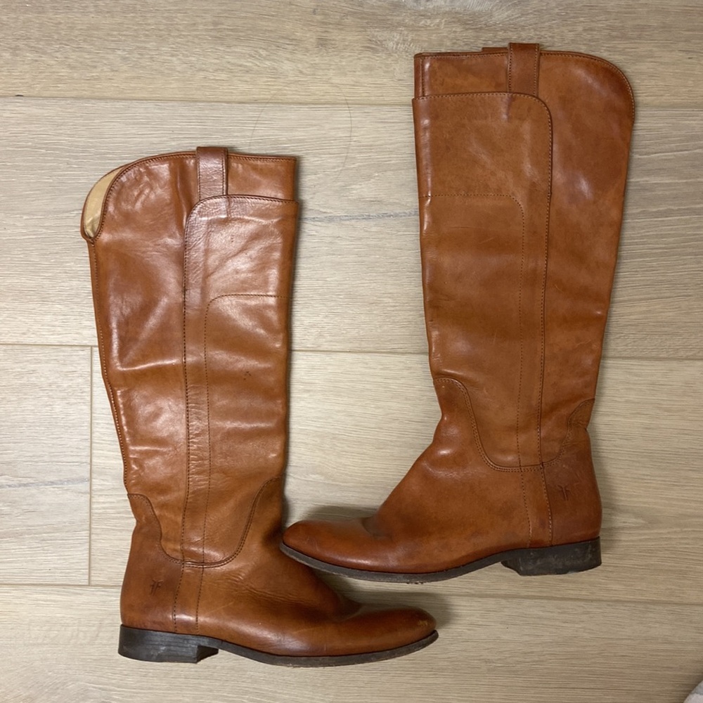 Women’s Frye Paige Cognac Riding Boots Size 10 Gem
